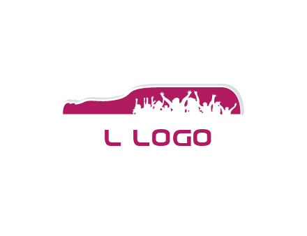 crowd dancing inside wine bottle symbol
