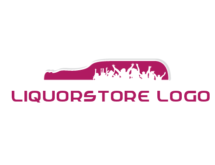 crowd dancing inside wine bottle symbol