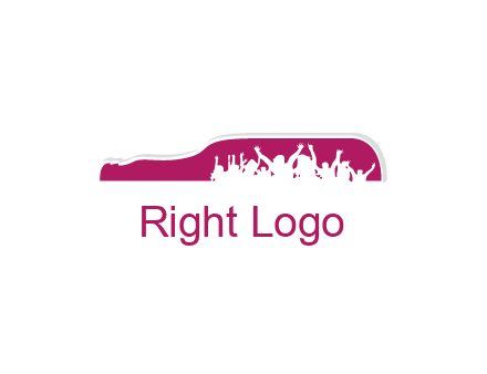 crowd dancing inside wine bottle symbol