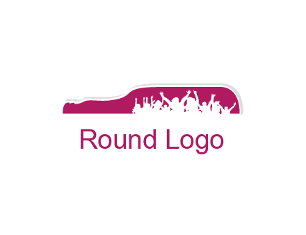 crowd dancing inside wine bottle symbol