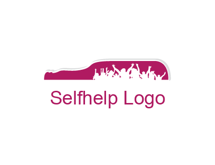 crowd dancing inside wine bottle symbol