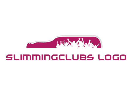 crowd dancing inside wine bottle symbol