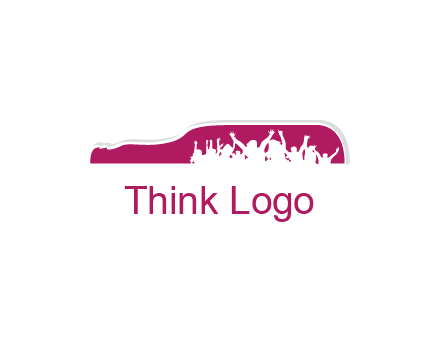 crowd dancing inside wine bottle symbol