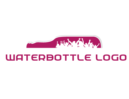 crowd dancing inside wine bottle symbol
