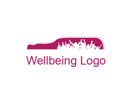 crowd dancing inside wine bottle symbol