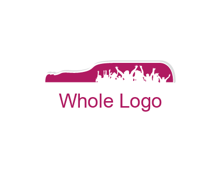 crowd dancing inside wine bottle symbol