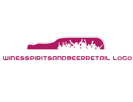 crowd dancing inside wine bottle symbol
