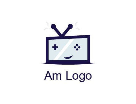 television with game controls forming face 