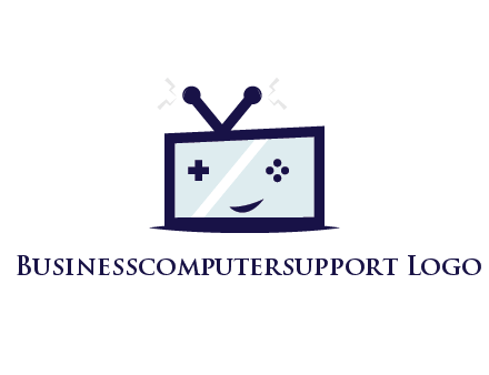television with game controls forming face 
