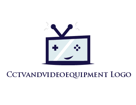 television with game controls forming face 