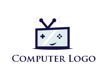 television with game controls forming face 