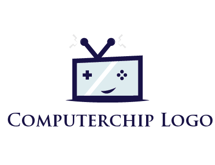 television with game controls forming face 
