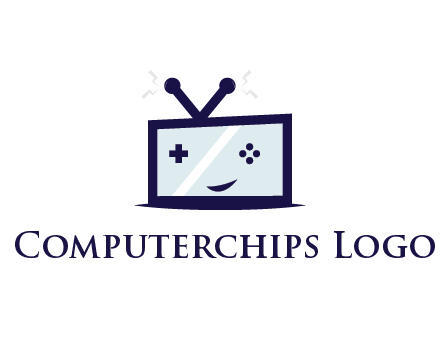 television with game controls forming face 