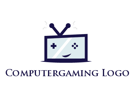 television with game controls forming face 