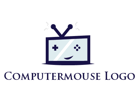 television with game controls forming face 