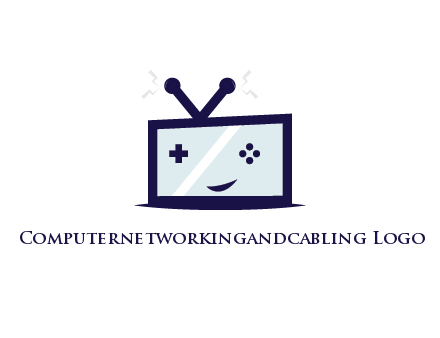 television with game controls forming face 
