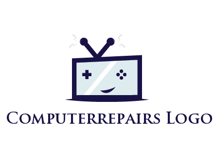 television with game controls forming face 