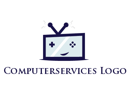 television with game controls forming face 