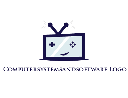 television with game controls forming face 