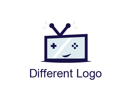 television with game controls forming face 