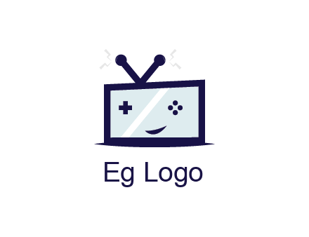 television with game controls forming face 