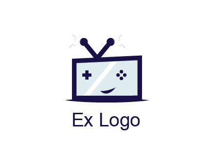 television with game controls forming face 