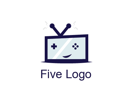 television with game controls forming face 