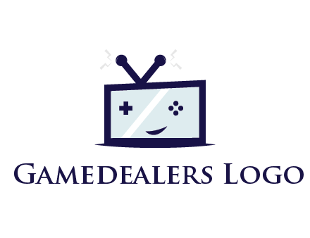 television with game controls forming face 