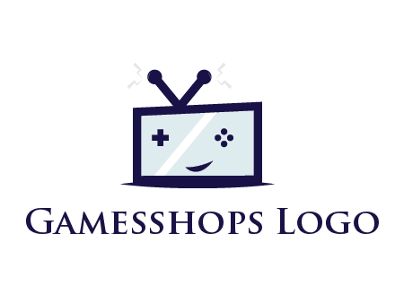 television with game controls forming face 