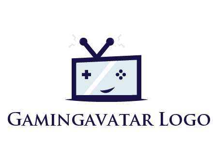 television with game controls forming face 