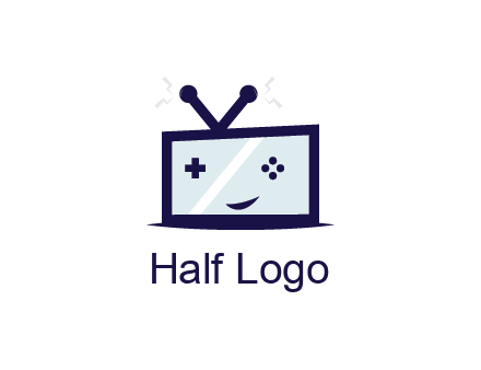 television with game controls forming face 