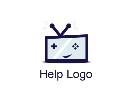 television with game controls forming face 