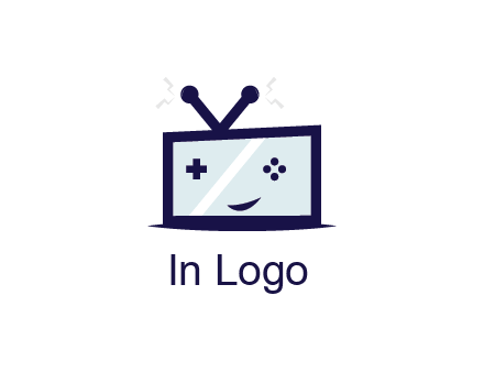 television with game controls forming face 
