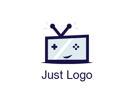 television with game controls forming face 