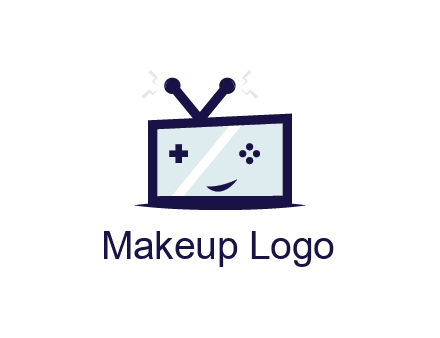 television with game controls forming face 