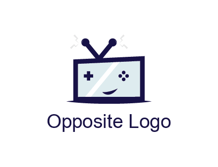 television with game controls forming face 