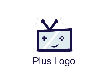 television with game controls forming face 
