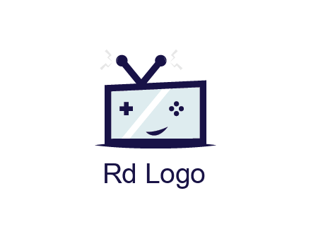 television with game controls forming face 