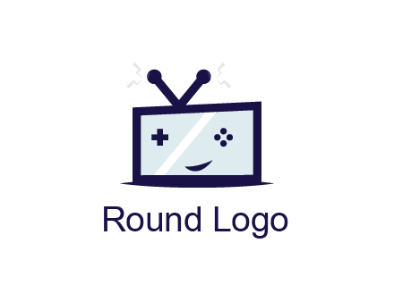 television with game controls forming face 
