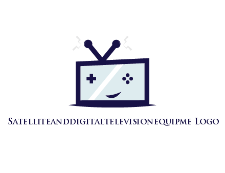 television with game controls forming face 