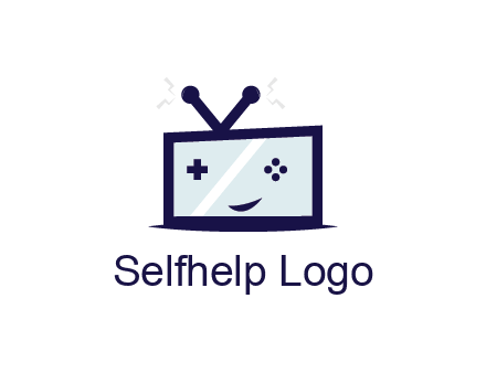 television with game controls forming face 