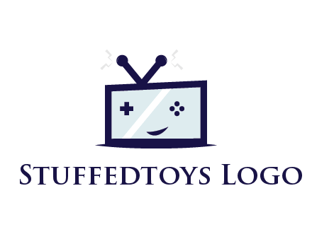television with game controls forming face 