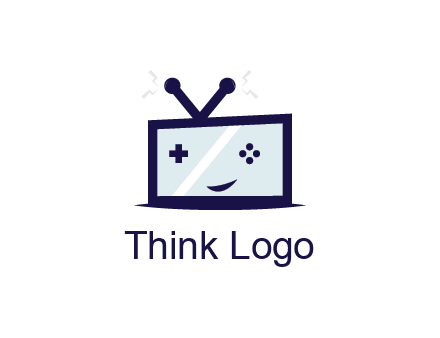 television with game controls forming face 