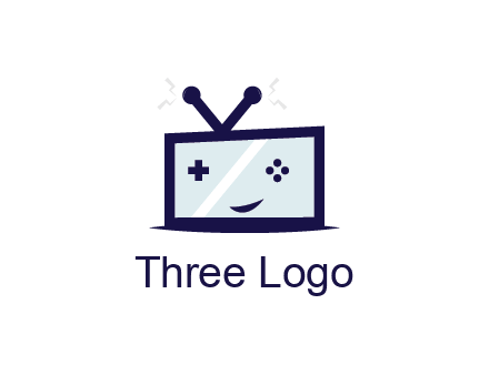 television with game controls forming face 