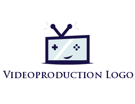 television with game controls forming face 