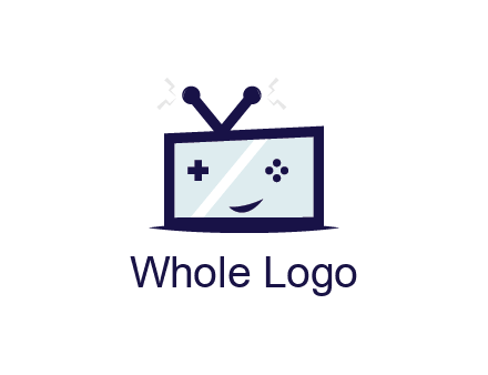 television with game controls forming face 