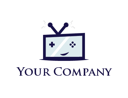 television with game controls forming face 