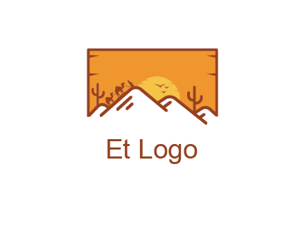 negative spacing mountains in desert background