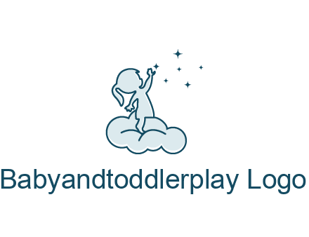 little girl sitting on cloud playing with stars