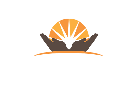 hope hands in front of sunrise symbol